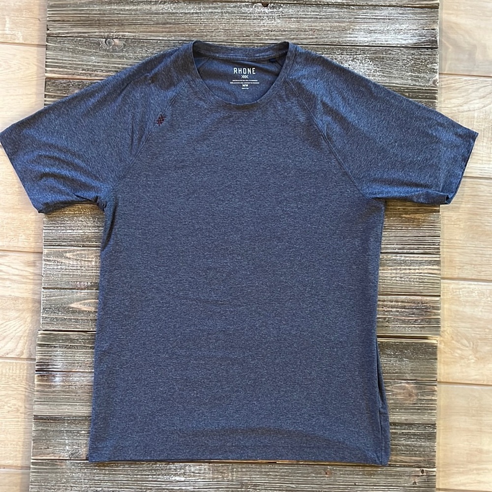 Rhône, Mens Reign Short Sleeve, Blue Heathered, M